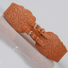 Womens Double Buckle Elastic Waist Belt Wide Stretch Corset Waistband