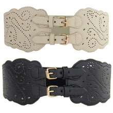 Womens Double Buckle Elastic Waist Belt Wide Stretch Corset Waistband