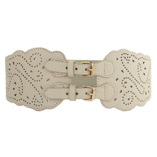 Womens Double Buckle Elastic Waist Belt Wide Stretch Corset Waistband