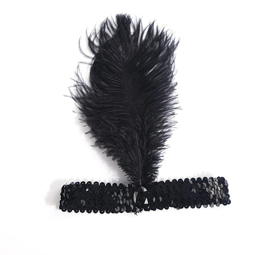 Feather Headband 1920's Flapper Sequin Headpiece Costume Head Band Party Favor Headwear