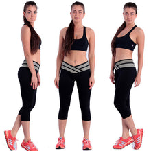 Fitness  Pants Women Solid Stretch Cropped Leggings