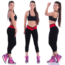 Fitness  Pants Women Solid Stretch Cropped Leggings