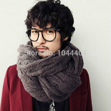Free& Warm Men Pure Wool Knitted Neck Long Wraps Shawl Scarf