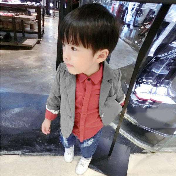 Gentleman Boys Toddlers Cotton Jacket Suit Solid Blazer Kids Jackets Coat Fall Overcoat