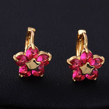 Gift  Lovely 18K Earrings Gold Plated sweet Little Colorful Crystal Earrings Hoop for Women