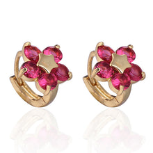 Gift  Lovely 18K Earrings Gold Plated sweet Little Colorful Crystal Earrings Hoop for Women