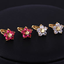 Gift  Lovely 18K Earrings Gold Plated sweet Little Colorful Crystal Earrings Hoop for Women