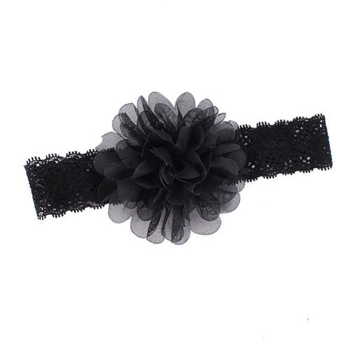 Girl Baby Ruffle Flower Lace Hairband Elastic Headband Baby BlackHair Band Headdress
