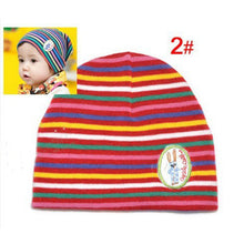 Girl Boy Baby Colorful Striped Skull Hats Kids 1M-3Y Warm Cotton Beanies Cap Hat
