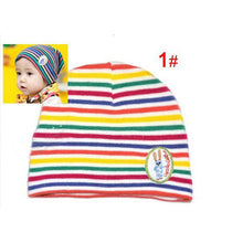 Girl Boy Baby Colorful Striped Skull Hats Kids 1M-3Y Warm Cotton Beanies Cap Hat