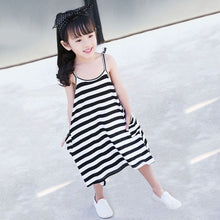 Girls Dress Sleeveless Striped Strapy Loose Family Fitted Clothes Roupas Infantis Menina Vestidos PY2