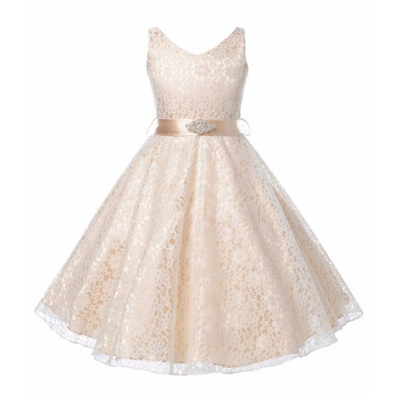 Girls Party Dress Kids Elegant Ceremonies Wedding Birthday Dresses Lace Prom Gowns PY2