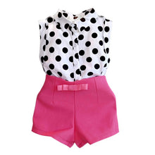 Girls Clothes Kids Boutique Outfits Sleeveless Polka Dot Blouse + Pink Short Pants Clothes Set 2-6Y