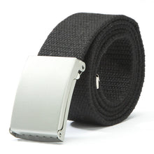 Herren Damen Waist Belt Silver Metal Buckle Canvas Waistband Strap