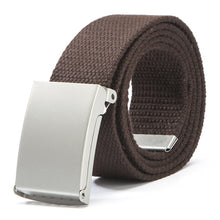 Herren Damen Waist Belt Silver Metal Buckle Canvas Waistband Strap