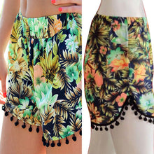 High Waist Women Ladies Tassel Floral Print Casual Beach Shorts