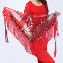 Hip Scarf Chiffon Coins Tassels Sequins Triangle Skirt Belly Dance Costume