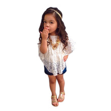 Cute Baby Kids Girls Lace T-shirts Batwing Sleeve Tops Blouse Casual Tee shirt