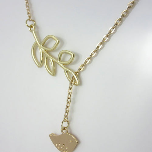 Leaves And Bird With Clavicle Chain Pendants Necklace Jewelry Gift For Women Stylish