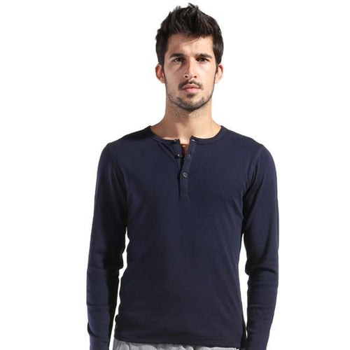 Men Basic Long Sleeve T-shirt Gray Dark Blue Yellow White Slim Cut T Shirt Tops P1