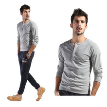 Men Basic Long Sleeve T-shirt Gray Dark Blue Yellow White Slim Cut T Shirt Tops P1