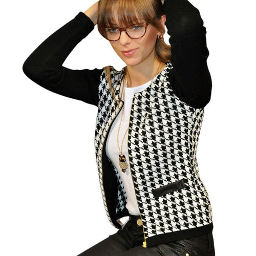 Women Long Sleeve Jacket Round Neck Short Coat Outwear LE4