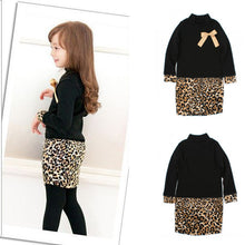 Princess Kids Baby Girls Long Sleeve One Piece Dress Bow Leopard Costume