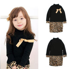 Princess Kids Baby Girls Long Sleeve One Piece Dress Bow Leopard Costume