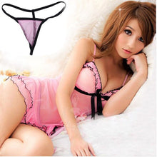 Sexy Women Pink Lace Baby Dolls Nightdress With Lingerie Babydoll Set Sleepwear LY5