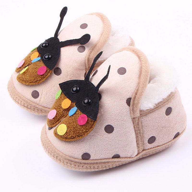 Super Cozy born Baby Boy Ladybug Crib Shoes Toddlers Fleece Walking First Walkers