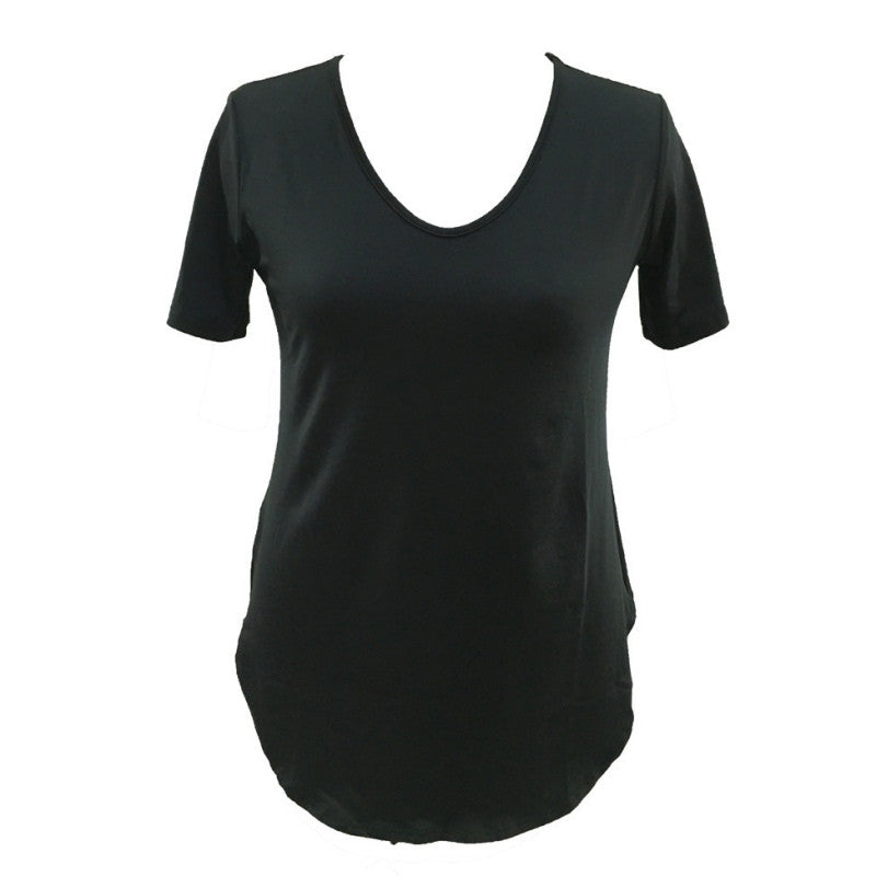 Sexy Women Short Sleeve T-shirt Side Slit Tops Blouse Casual Mini Dress H24