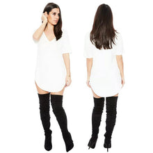 Sexy Women Short Sleeve T-shirt Side Slit Tops Blouse Casual Mini Dress H24