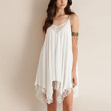 Women's Lace Sleeveless Short Dress Beach Dress V Neck Mini Dress