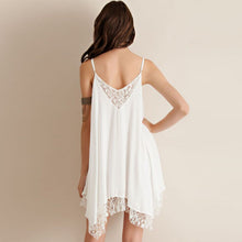 Women's Lace Sleeveless Short Dress Beach Dress V Neck Mini Dress