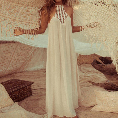 Vintage Boho Style Women Long Maxi Dress Party Beach Halter Chiffon Dresses
