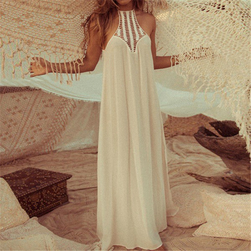 Vintage Boho Style Women Long Maxi Dress Party Beach Halter Chiffon Dresses