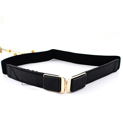 Women Ladies  Thin Metal Buckle PU Leather Candy Color Corset Waist Belt P16