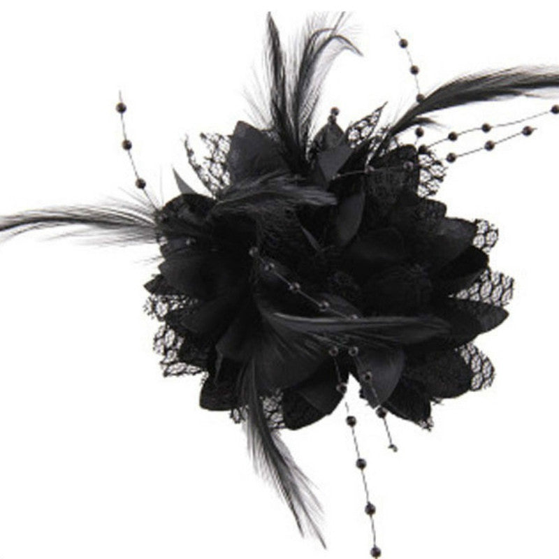 Women Ladies Flower Feather Bead Corsage Hair Clips Fascinator Bridal Hairband Brooch Pin