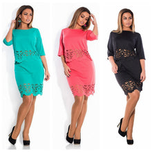 Women Lady Crochet Hollow Plus  Party Evening Club Dress Two-piece H54
