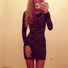 Women Sexy Slim Bodycon Lace Floral Mini Dress Long Sleeve Club Party Dresses