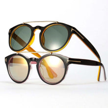 Womens Retro Dual Bridge Full Rim Sunglasses Metal Frame Eyeglasses Brand Designer Goggles