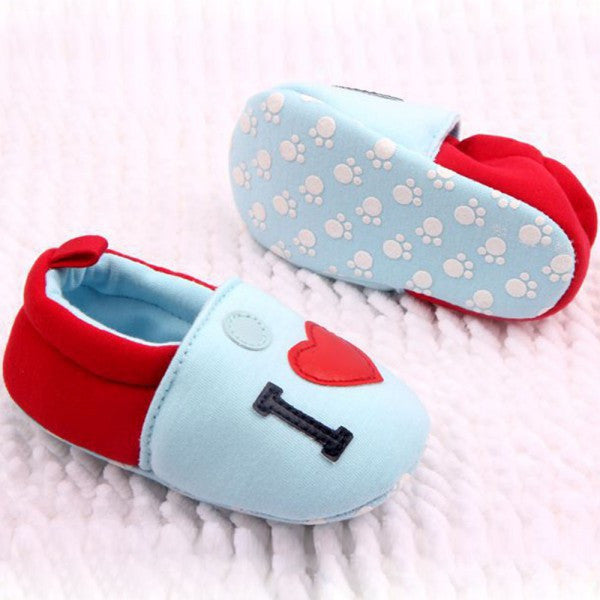 I Love MOM DAD Lovely Baby Girls Boy Shoes Round Toe Flats Soft Slippers Toddler Shoes