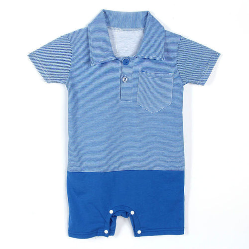 Infant Boys Lapel Playsuit Short Sleeve Baby Kids Cotton Jumpsuit