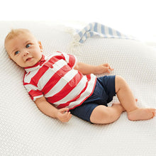 Infant Boys Lapel Playsuit Short Sleeve Baby Kids Cotton Jumpsuit