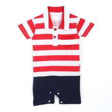 Infant Boys Lapel Playsuit Short Sleeve Baby Kids Cotton Jumpsuit
