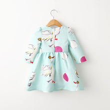 Kids 2-7Y Baby Girls Dress Long Sleeve Round Neck Tutu Dress Party One-Piece Dresses