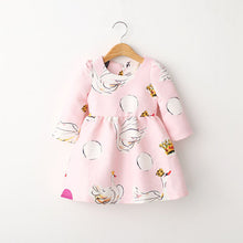 Kids 2-7Y Baby Girls Dress Long Sleeve Round Neck Tutu Dress Party One-Piece Dresses