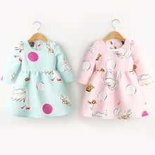 Kids 2-7Y Baby Girls Dress Long Sleeve Round Neck Tutu Dress Party One-Piece Dresses