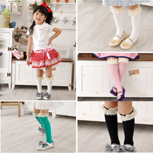 Kids Baby Girls Candy Color Cotton Lace Socks School High Knee Socks 2-9 Years 5 Colors