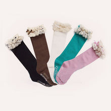 Kids Baby Girls Candy Color Cotton Lace Socks School High Knee Socks 2-9 Years 5 Colors
